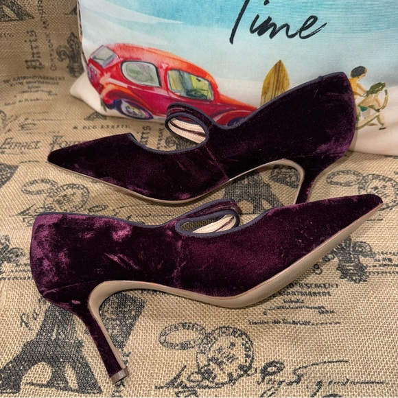 Draper James Ruby Mary Jane Pump In Red Wine Velvet Size 8.5 - Picture 9 of 12